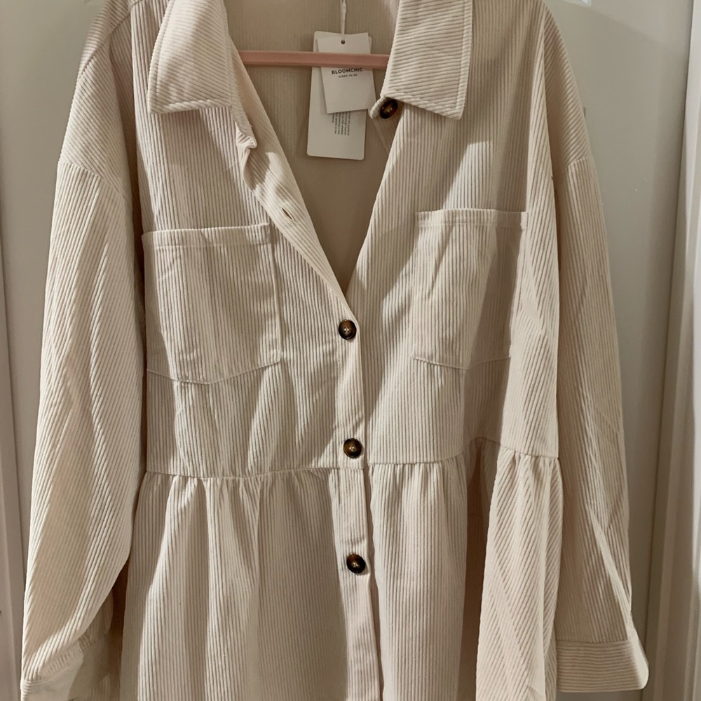 BloomChic Cream Utility Jacket with Peplum Waist